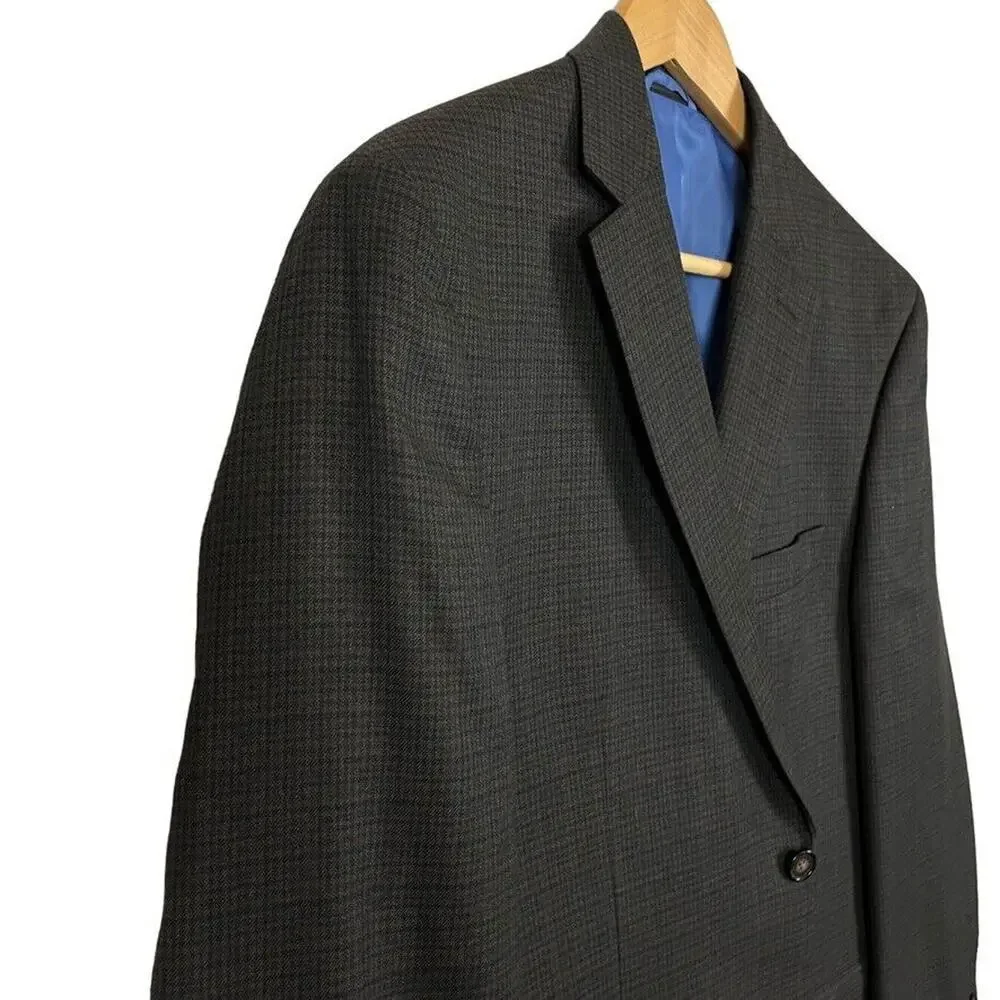 Chaps Mens Brown Plaid Suit Jacket Blazer Sport Coat 2 Button Business 42R